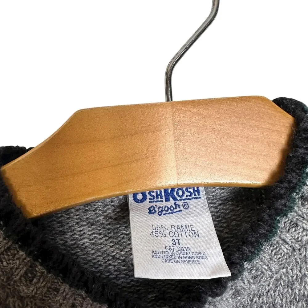 Vintage Oshkosh B'Gosh Trusts Tide Polar Bear Fair Isle Sweater Baby Size 3T